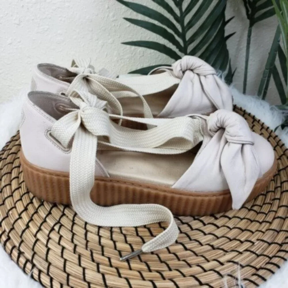 PUMA Fenty by Rihanna Bow Creeper Sandals Leather Cream/Blush pink size 8.5
